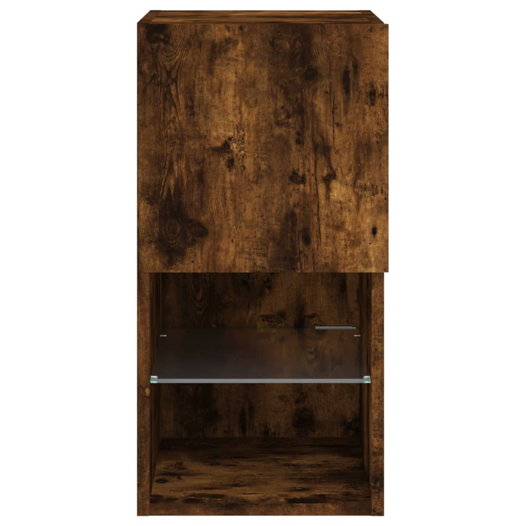 TV spintelės su LED, 2vnt., dūminio ąžuolo, 30,5x30x60cm