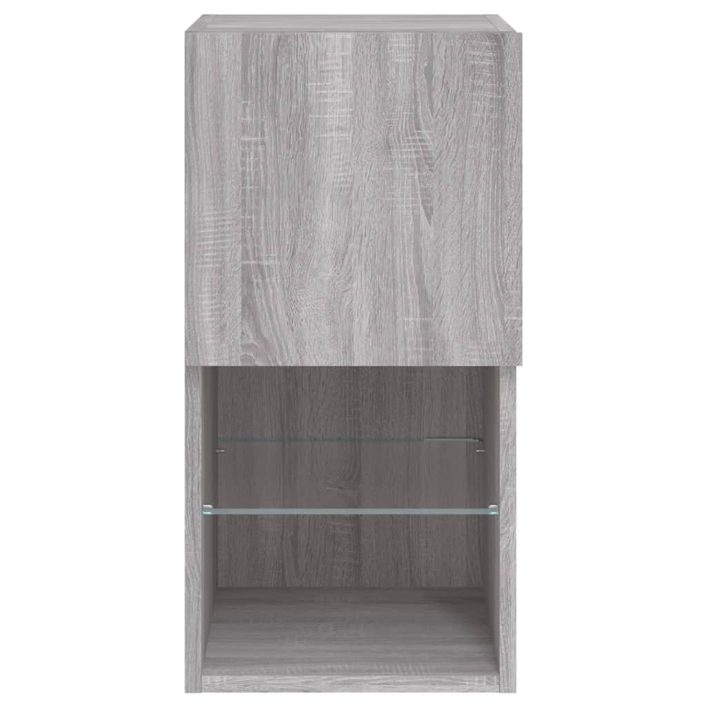 TV spintelė su LED lemputėmis, pilka ąžuolo, 30,5x30x60cm