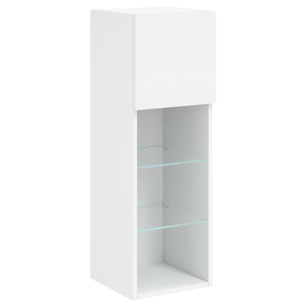 TV skapītis ar LED gaismām, balts, 30,5x30x90cm