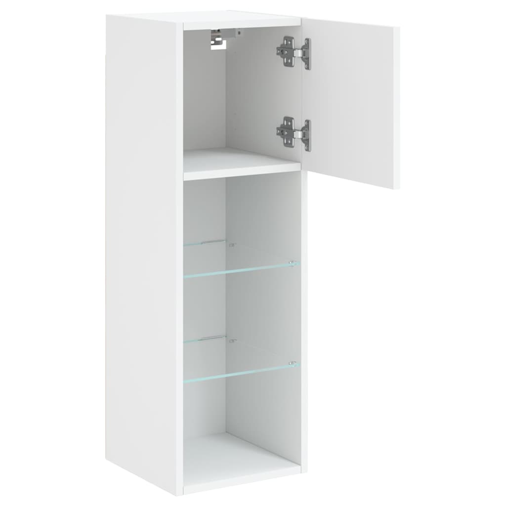 TV spintelė su LED lemputėmis, baltos spalvos, 30,5x30x90cm