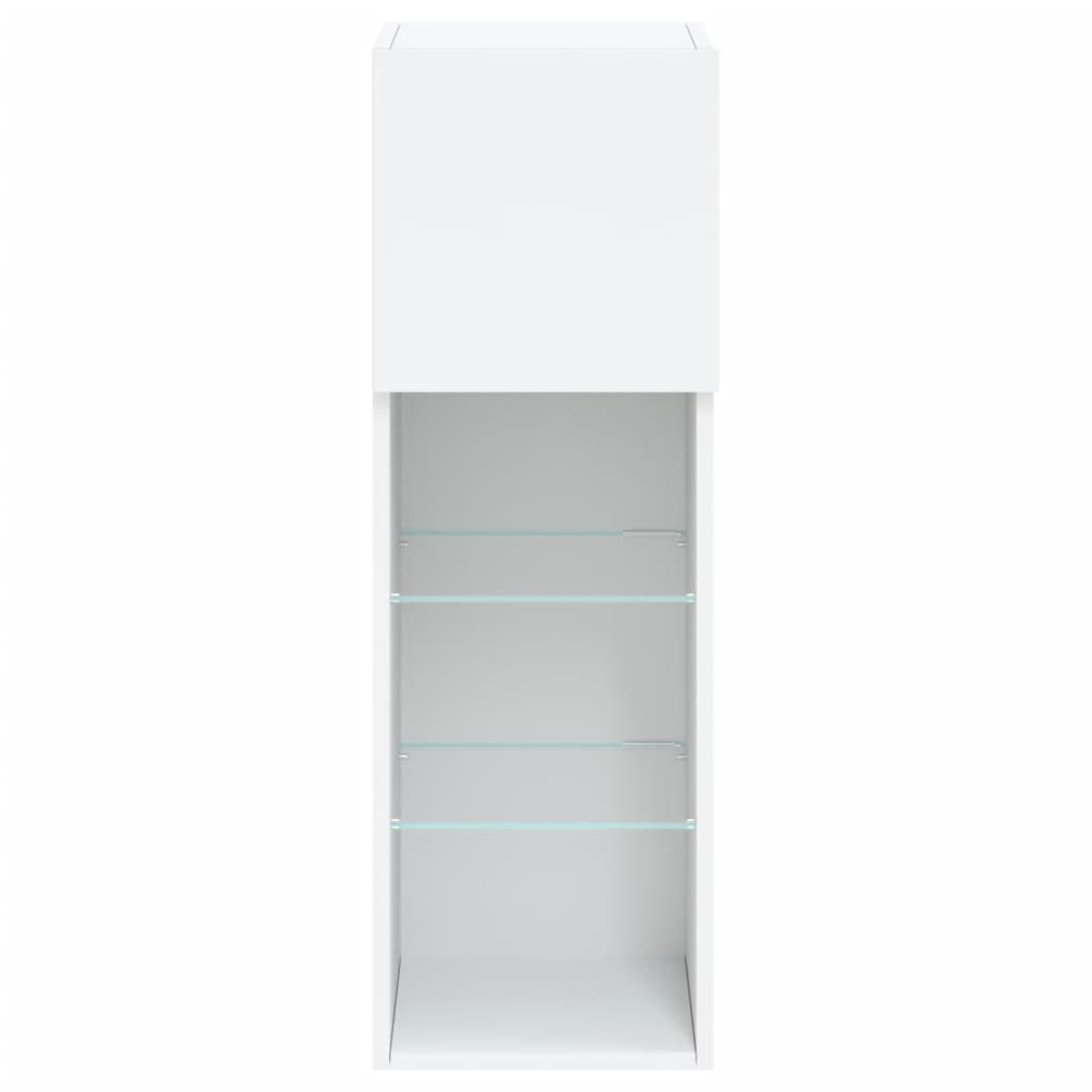 TV skapītis ar LED gaismām, balts, 30,5x30x90cm
