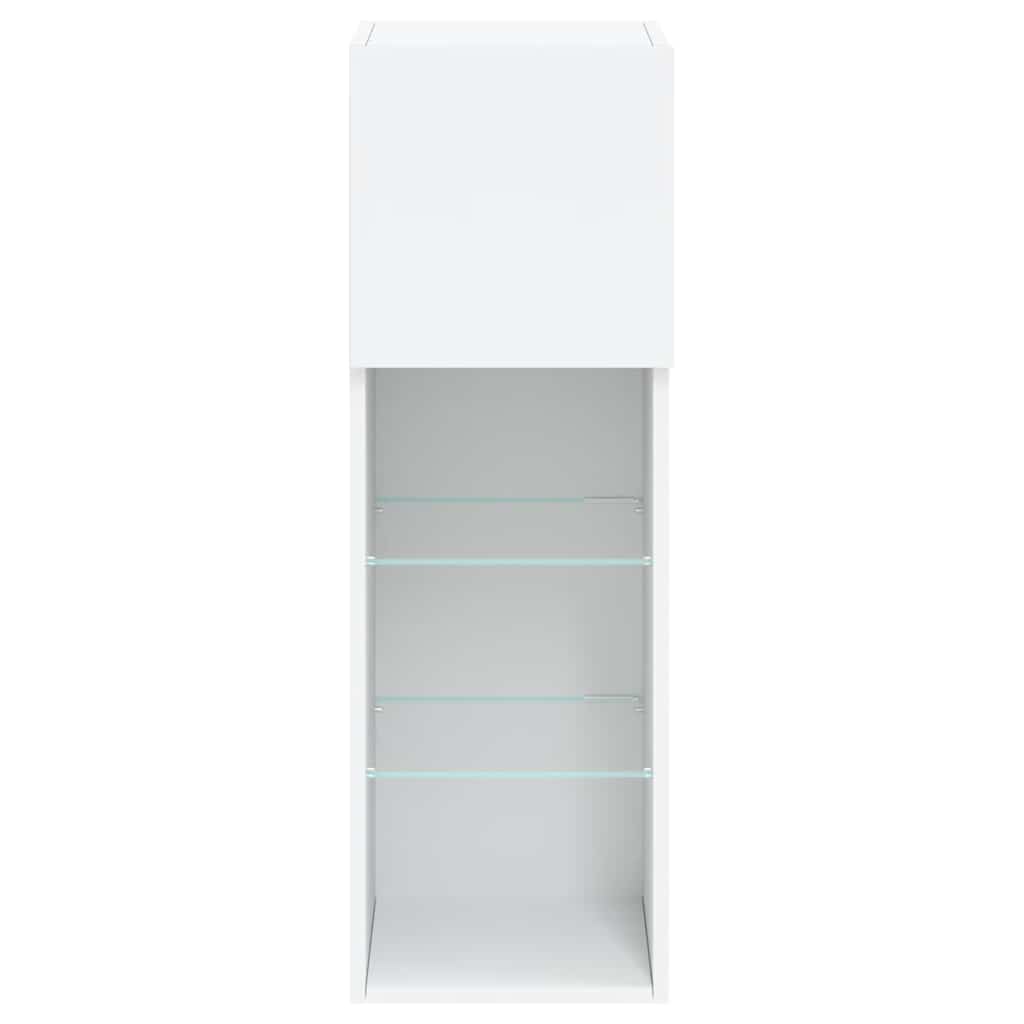 TV spintelė su LED lemputėmis, baltos spalvos, 30,5x30x90cm