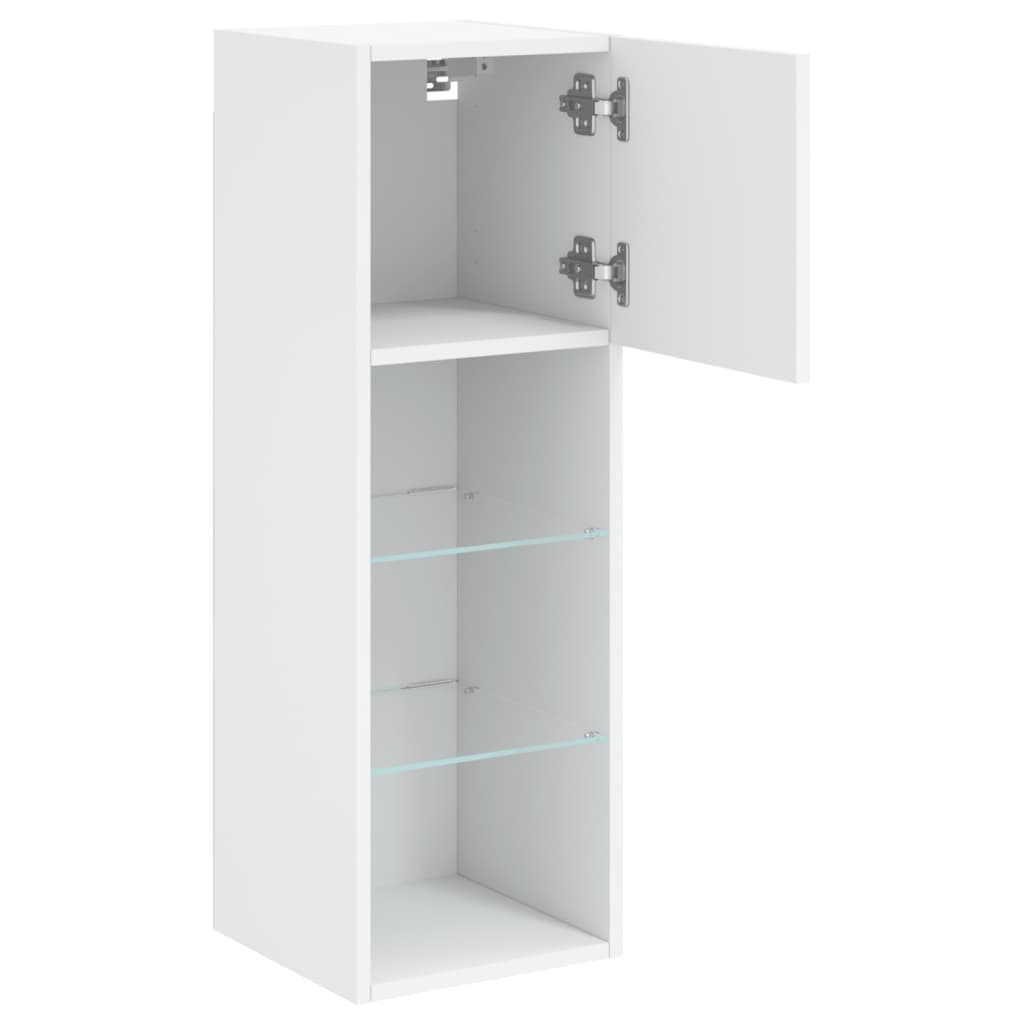 TV spintelės su LED lemputėmis, 2vnt., baltos, 30,5x30x90cm