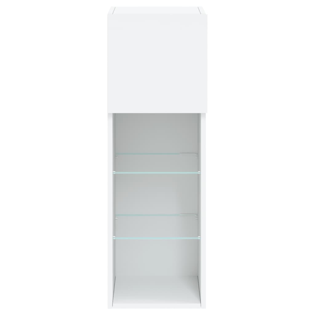 TV spintelės su LED lemputėmis, 2vnt., baltos, 30,5x30x90cm