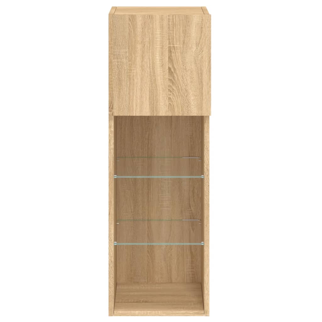 TV spintelė su LED lemputėmis, ąžuolo spalvos, 30,5x30x90cm