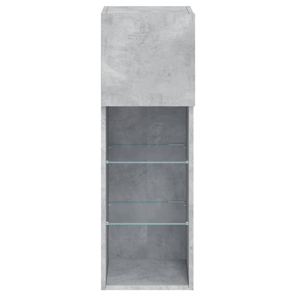 TV spintelė su LED lemputėmis, betono pilka, 30,5x30x90cm