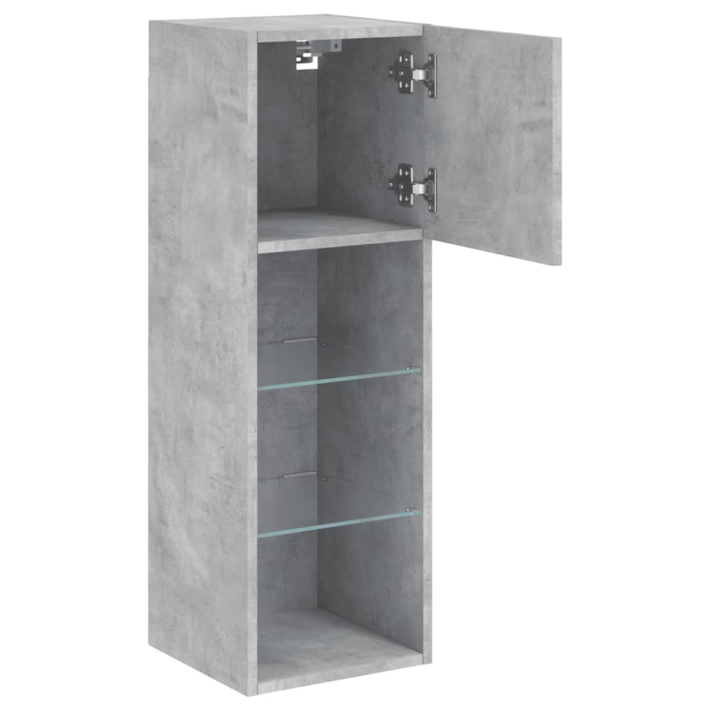 TV spintelės su LED lemputėmis, 2vnt., betono, 30,5x30x90cm