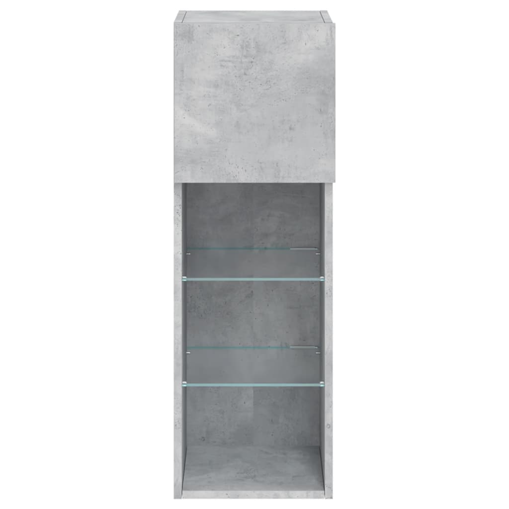 TV spintelės su LED lemputėmis, 2vnt., betono, 30,5x30x90cm