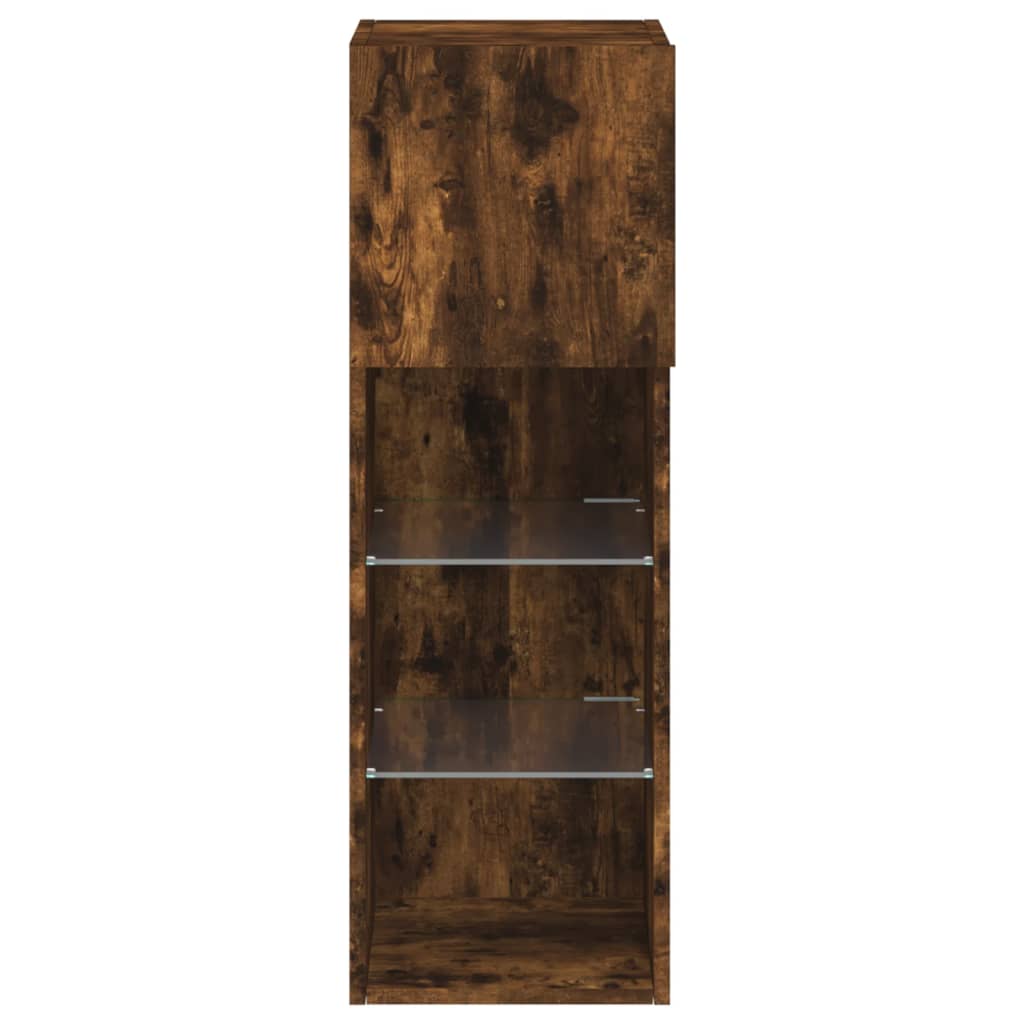 TV spintelė su LED lemputėmis, dūminio ąžuolo, 30,5x30x90cm