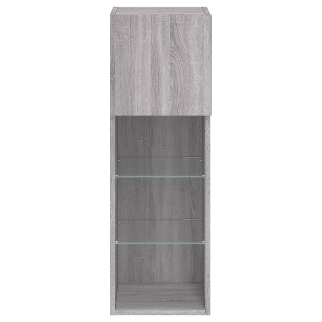 TV spintelės su LED, 2vnt., pilkos ąžuolo, 30,5x30x90cm