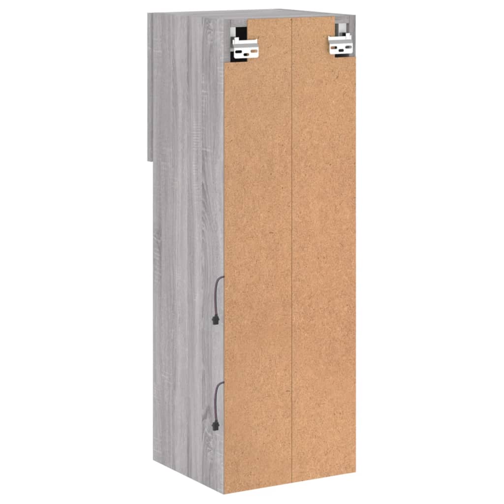 TV spintelės su LED, 2vnt., pilkos ąžuolo, 30,5x30x90cm