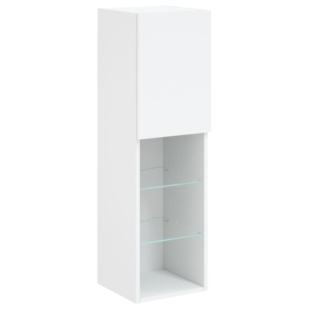 TV skapītis ar LED apgaismojumu, balts, 30,5x30x102 cm