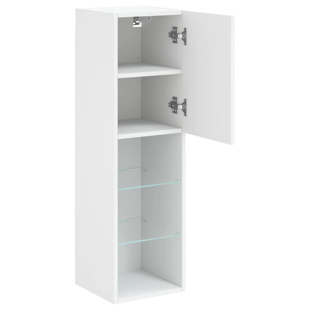 TV spintelė su LED lemputėmis, baltos spalvos, 30,5x30x102cm
