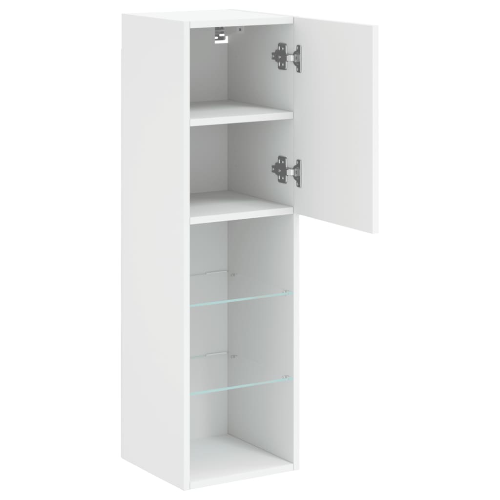 TV spintelės su LED lemputėmis, 2vnt., baltos, 30,5x30x102cm
