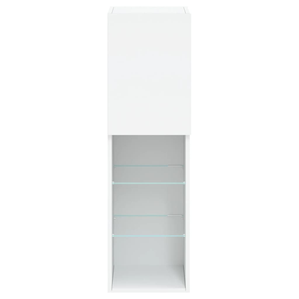 TV spintelės su LED lemputėmis, 2vnt., baltos, 30,5x30x102cm