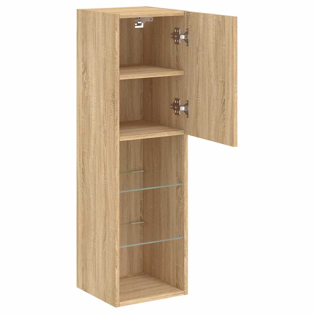 TV skapji ar LED gaismām, 2 gab., ozolkoka, 30,5x30x102cm