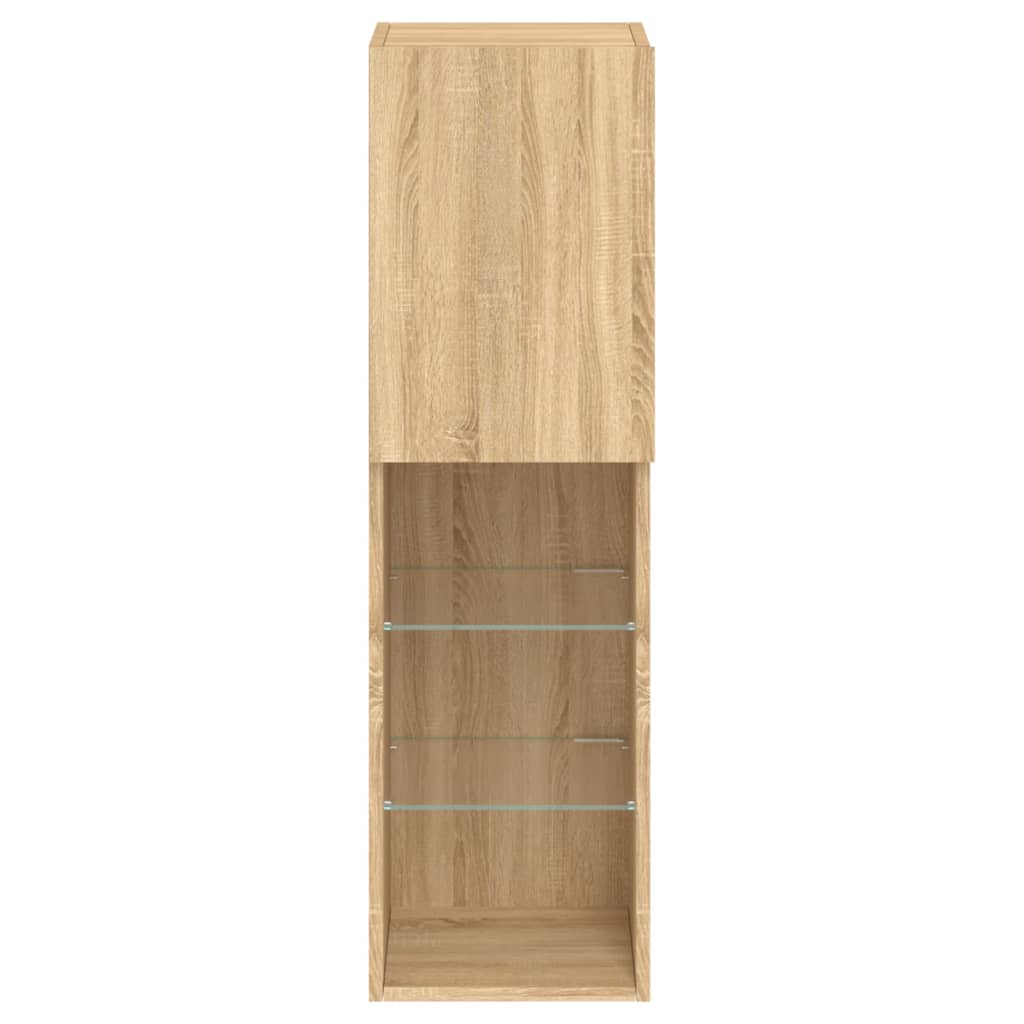 TV skapji ar LED gaismām, 2 gab., ozolkoka, 30,5x30x102cm