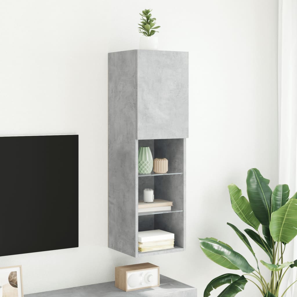 TV spintelė su LED lemputėmis, betono pilka, 30,5x30x102cm