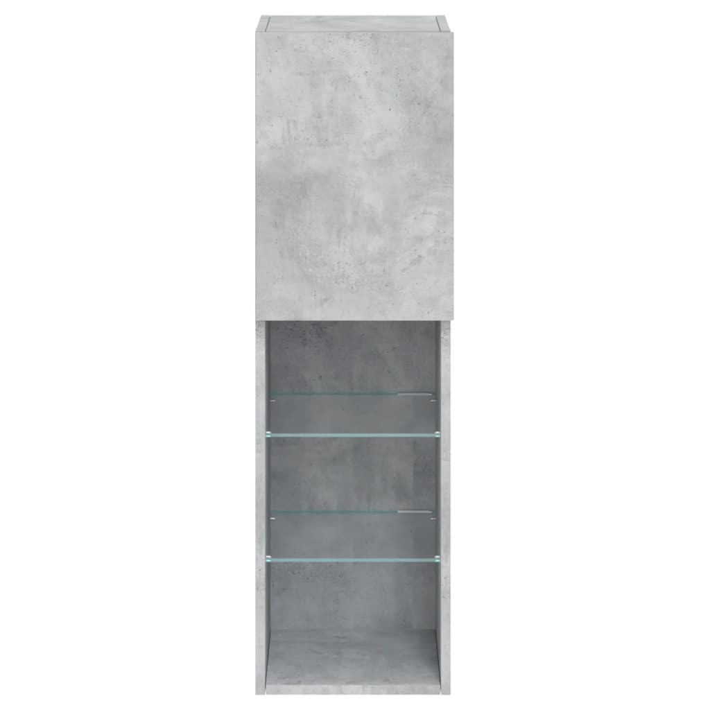 TV spintelės su LED lemputėmis, 2vnt., betono, 30,5x30x102cm