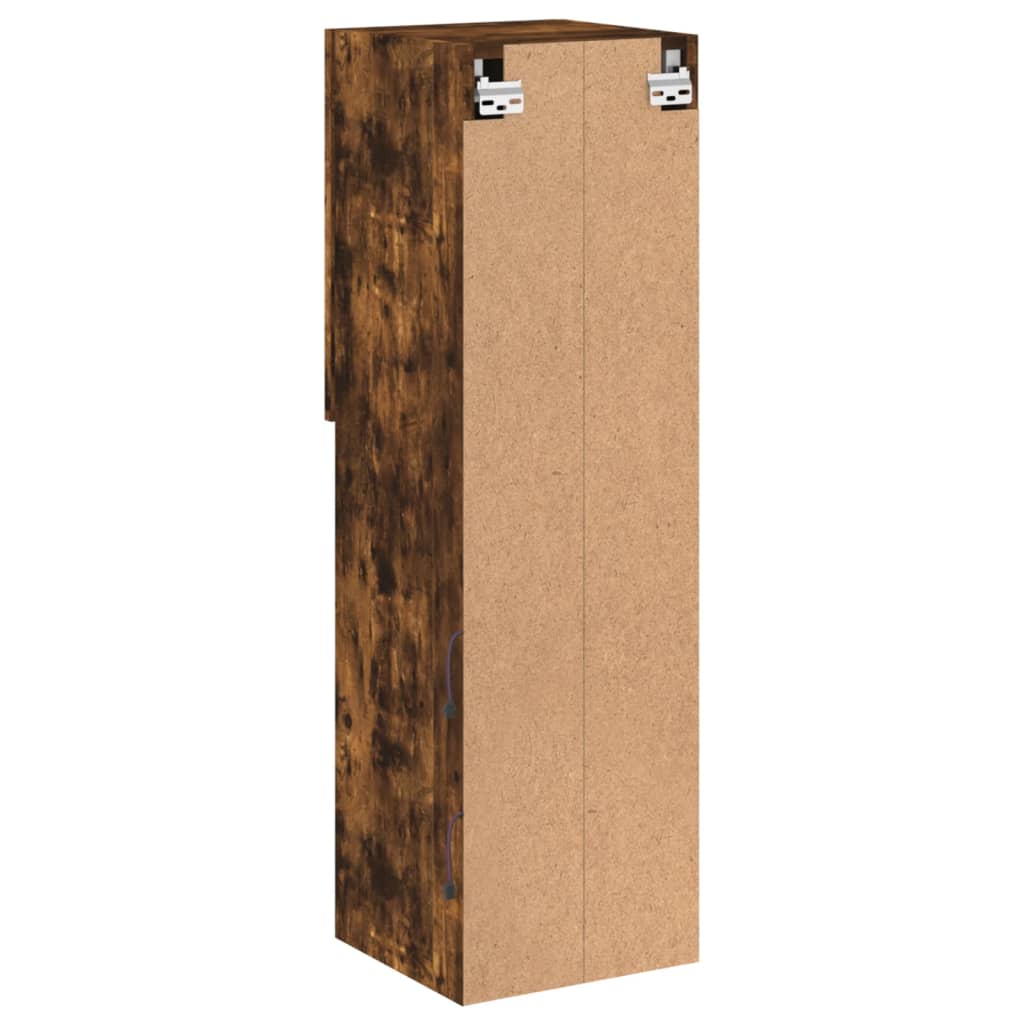 TV spintelė su LED lemputėmis, dūminio ąžuolo, 30,5x30x102cm