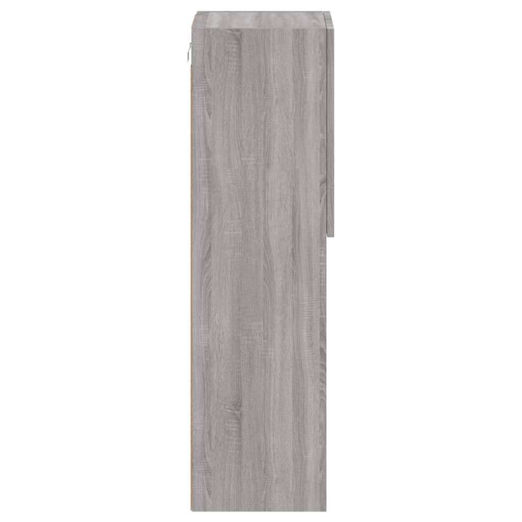 TV spintelė su LED lemputėmis, pilka ąžuolo, 30,5x30x102cm