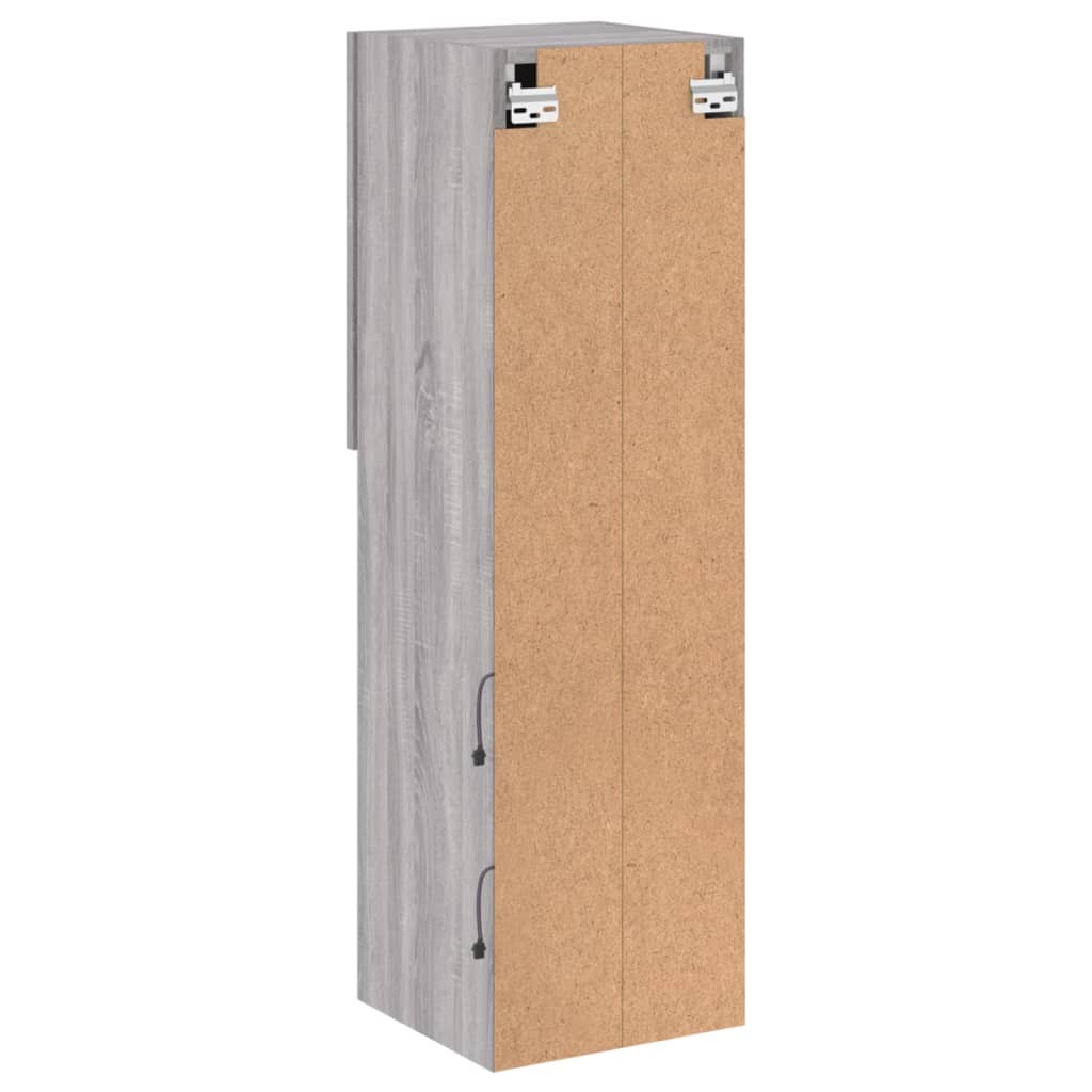 TV spintelė su LED lemputėmis, pilka ąžuolo, 30,5x30x102cm