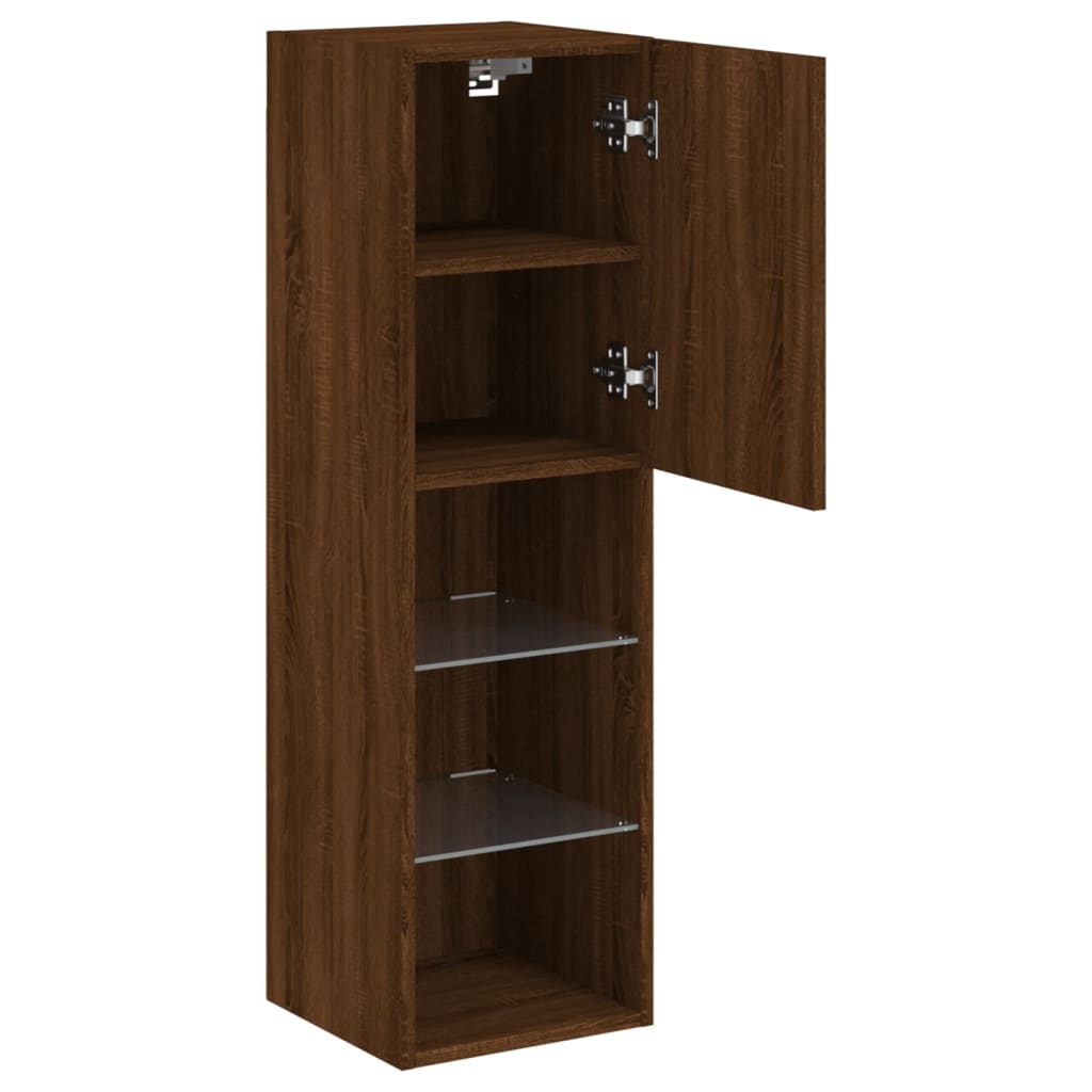 TV cabinet with LED lights, brown oak, 30.5x30x102cm