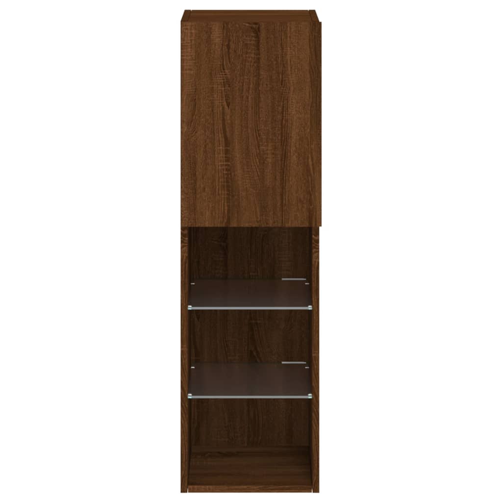 TV cabinet with LED lights, brown oak, 30.5x30x102cm