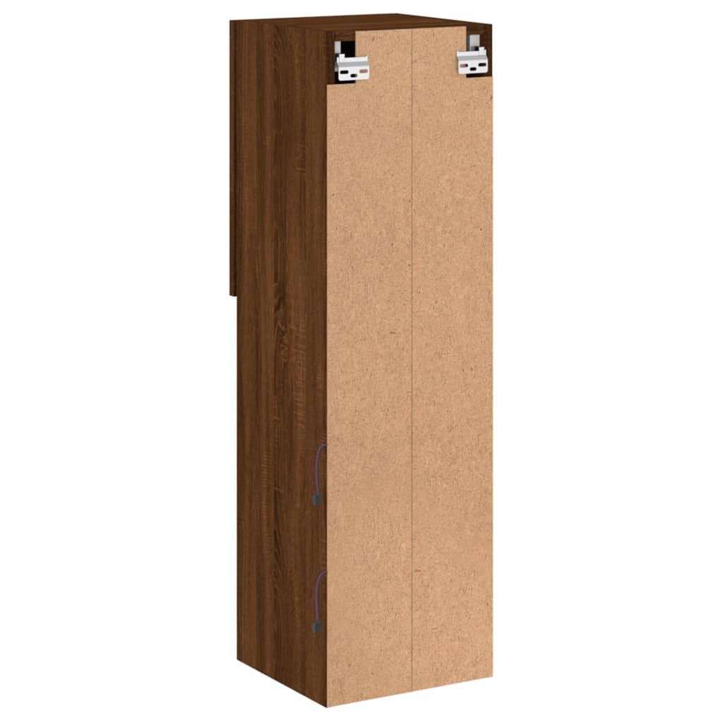 TV cabinet with LED lights, brown oak, 30.5x30x102cm