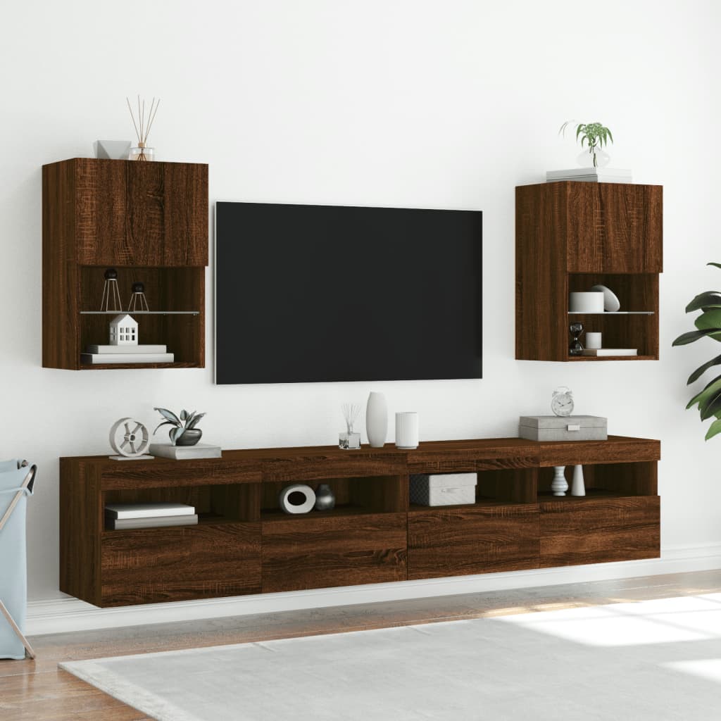 TV skapītis ar LED apgaismojumu, brūns ozols, 40,5x30x60cm