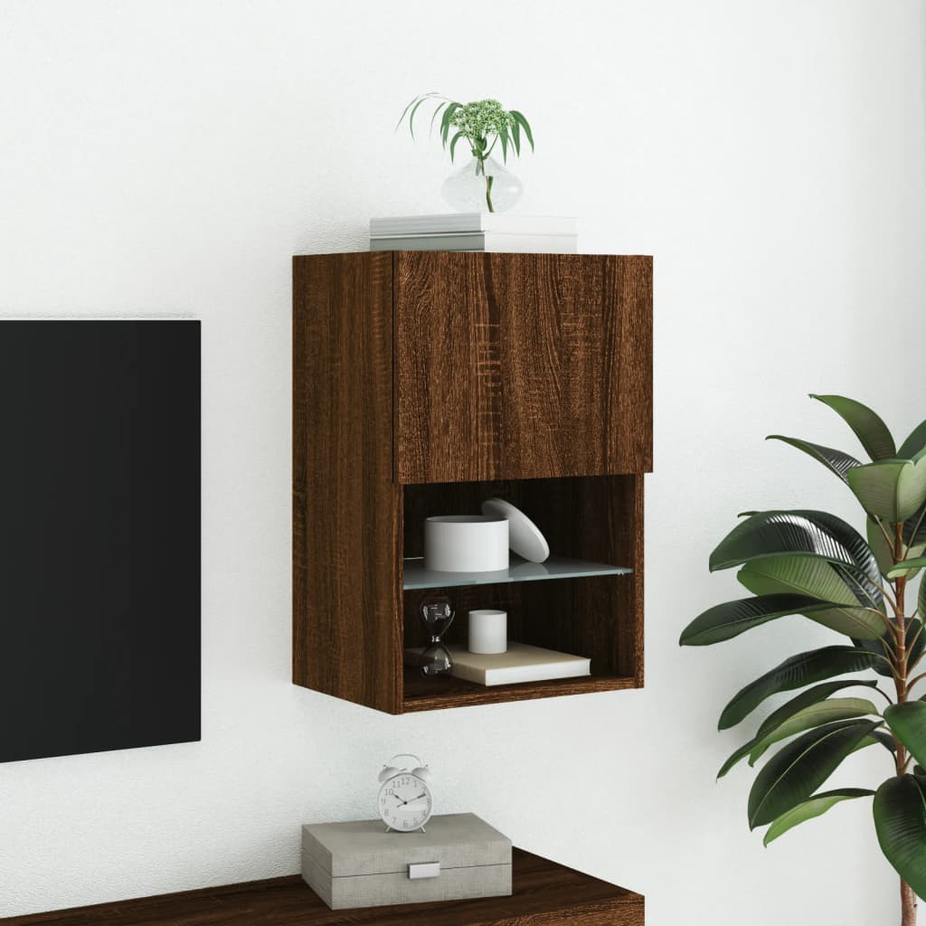 TV skapītis ar LED apgaismojumu, brūns ozols, 40,5x30x60cm