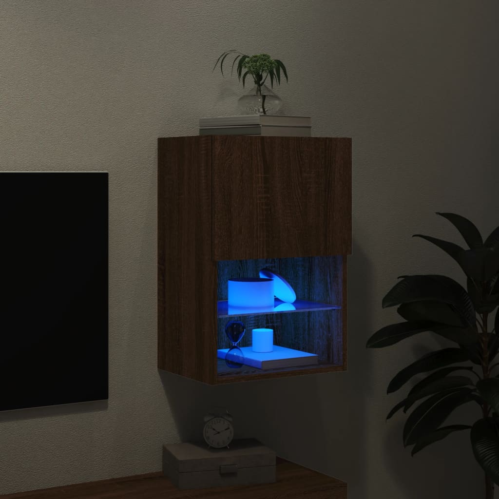 TV skapītis ar LED apgaismojumu, brūns ozols, 40,5x30x60cm