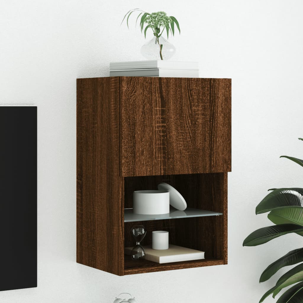 TV skapītis ar LED apgaismojumu, brūns ozols, 40,5x30x60cm