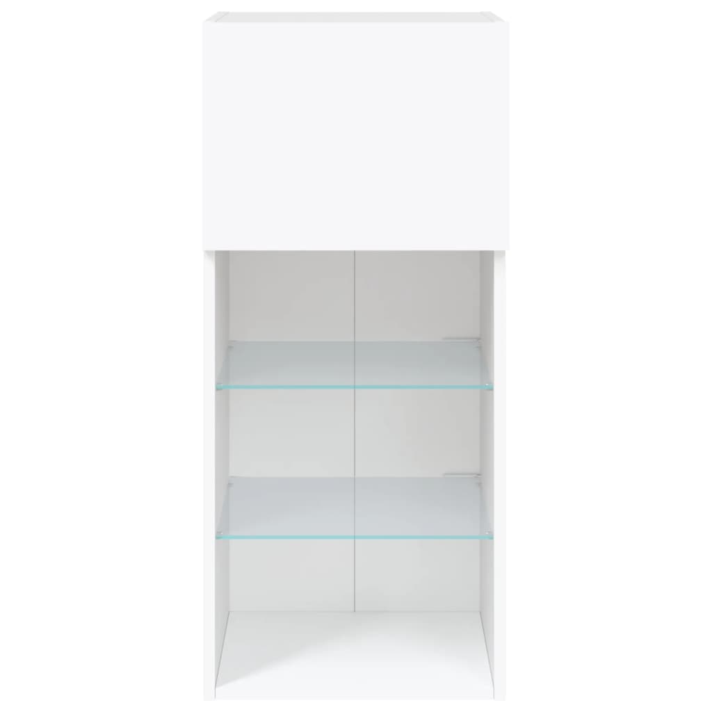 TV spintelės su LED lemputėmis, 2vnt., baltos, 40,5x30x90cm