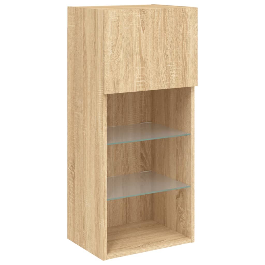 TV skapītis ar LED apgaismojumu, ozola krāsā, 40,5x30x90cm