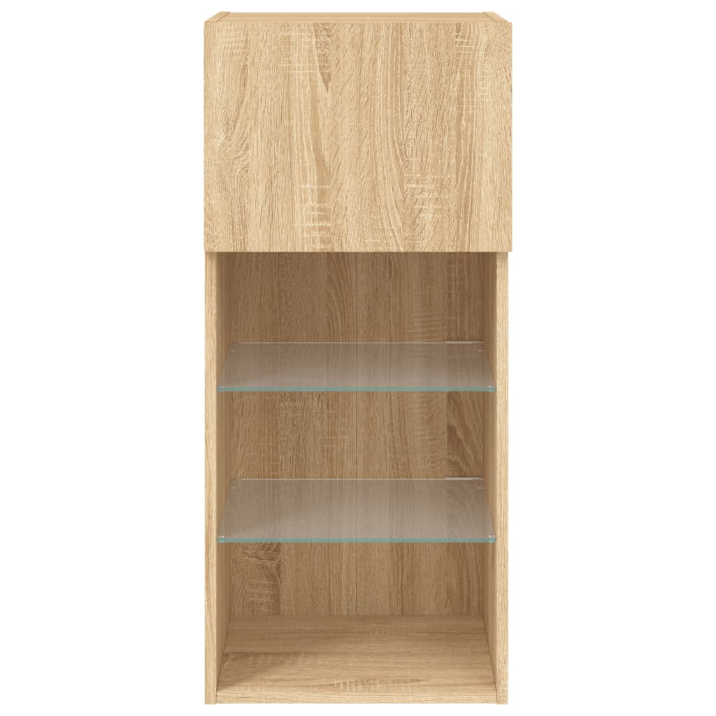 TV skapītis ar LED apgaismojumu, ozola krāsā, 40,5x30x90cm