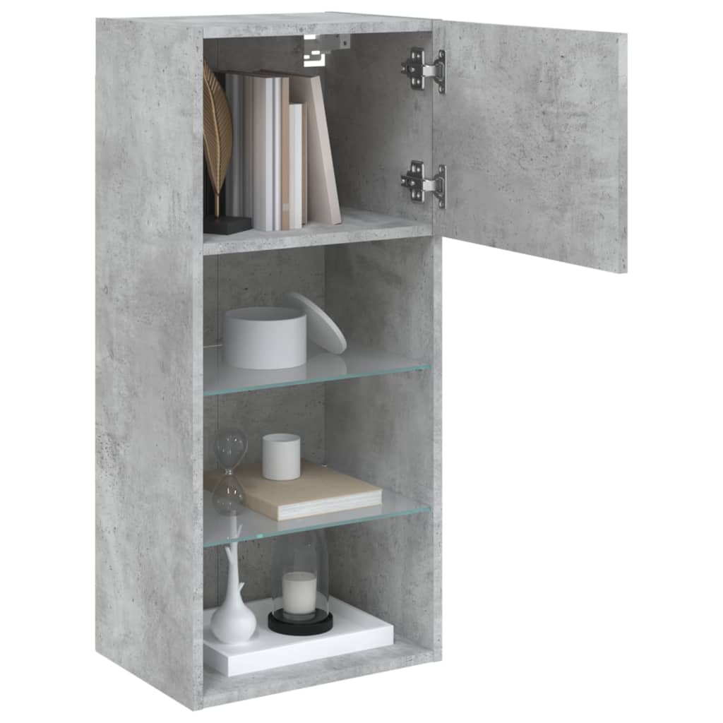 TV spintelės su LED lemputėmis, 2vnt., betono, 40,5x30x90cm
