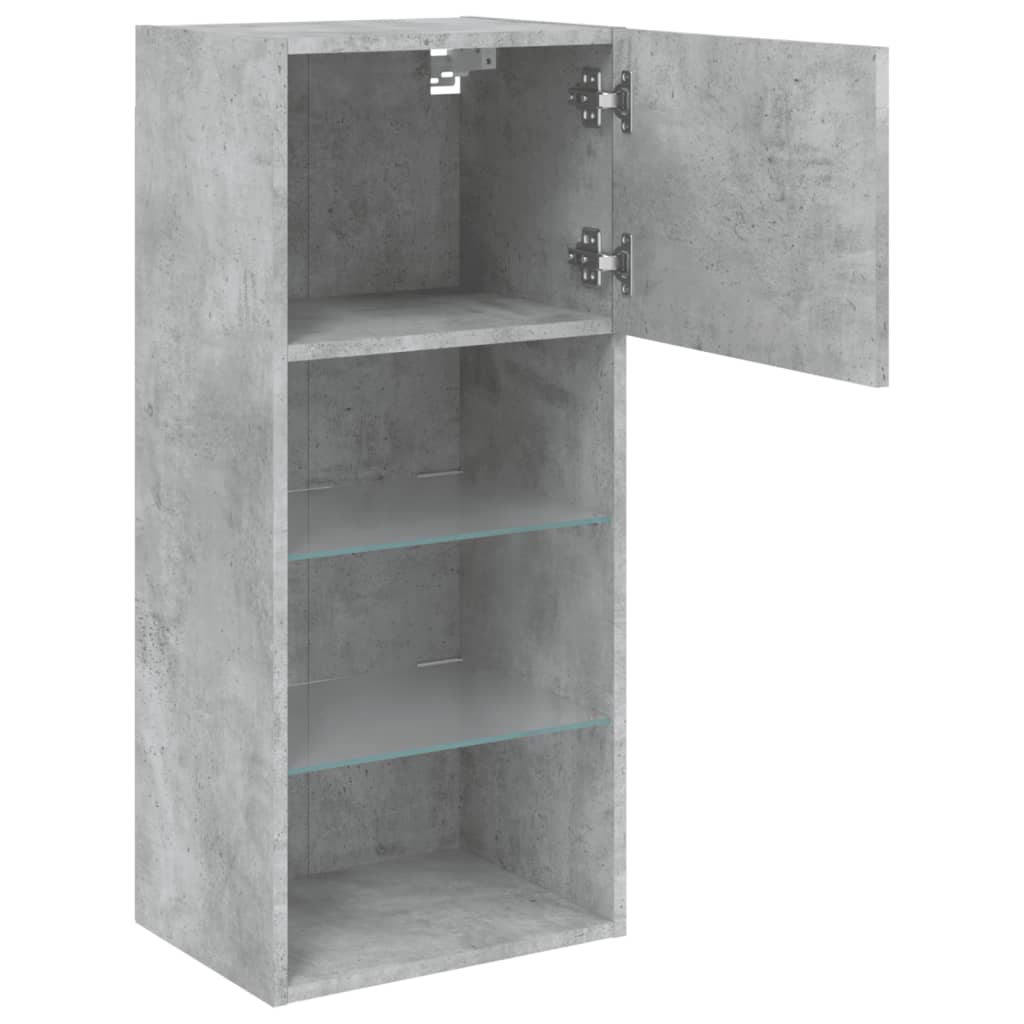 TV spintelės su LED lemputėmis, 2vnt., betono, 40,5x30x90cm