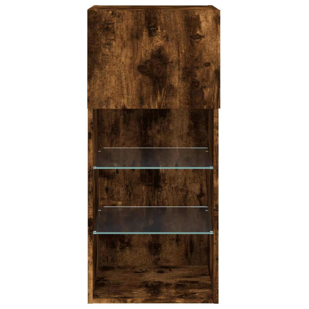 TV spintelė su LED lemputėmis, dūminio ąžuolo, 40,5x30x90cm