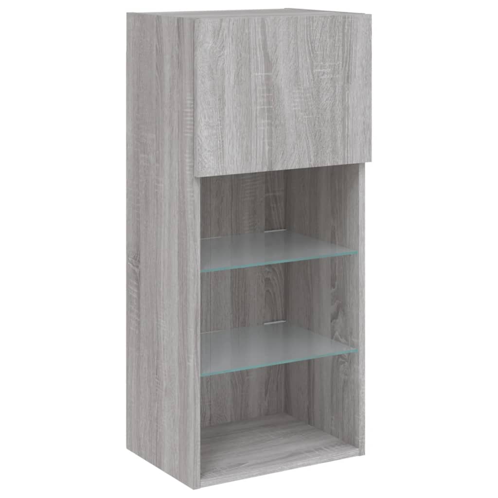 TV skapītis ar LED apgaismojumu, pelēks ozols, 40,5x30x90cm