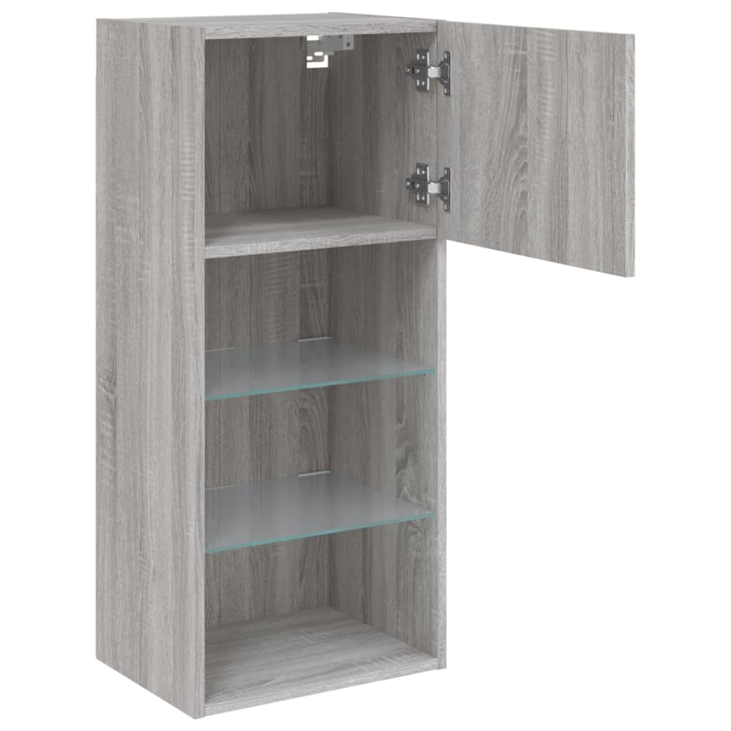 TV skapītis ar LED apgaismojumu, pelēks ozols, 40,5x30x90cm