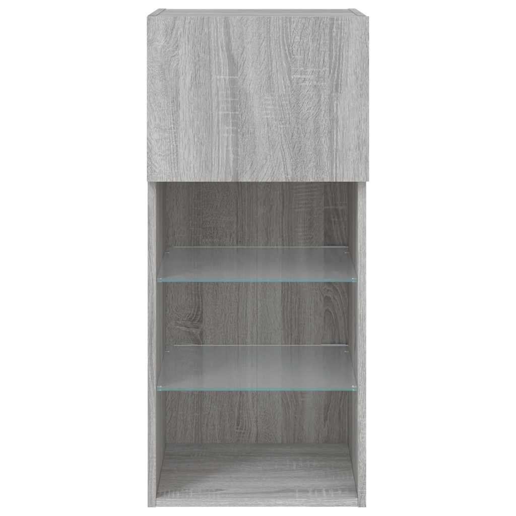 TV spintelė su LED lemputėmis, pilka ąžuolo, 40,5x30x90cm