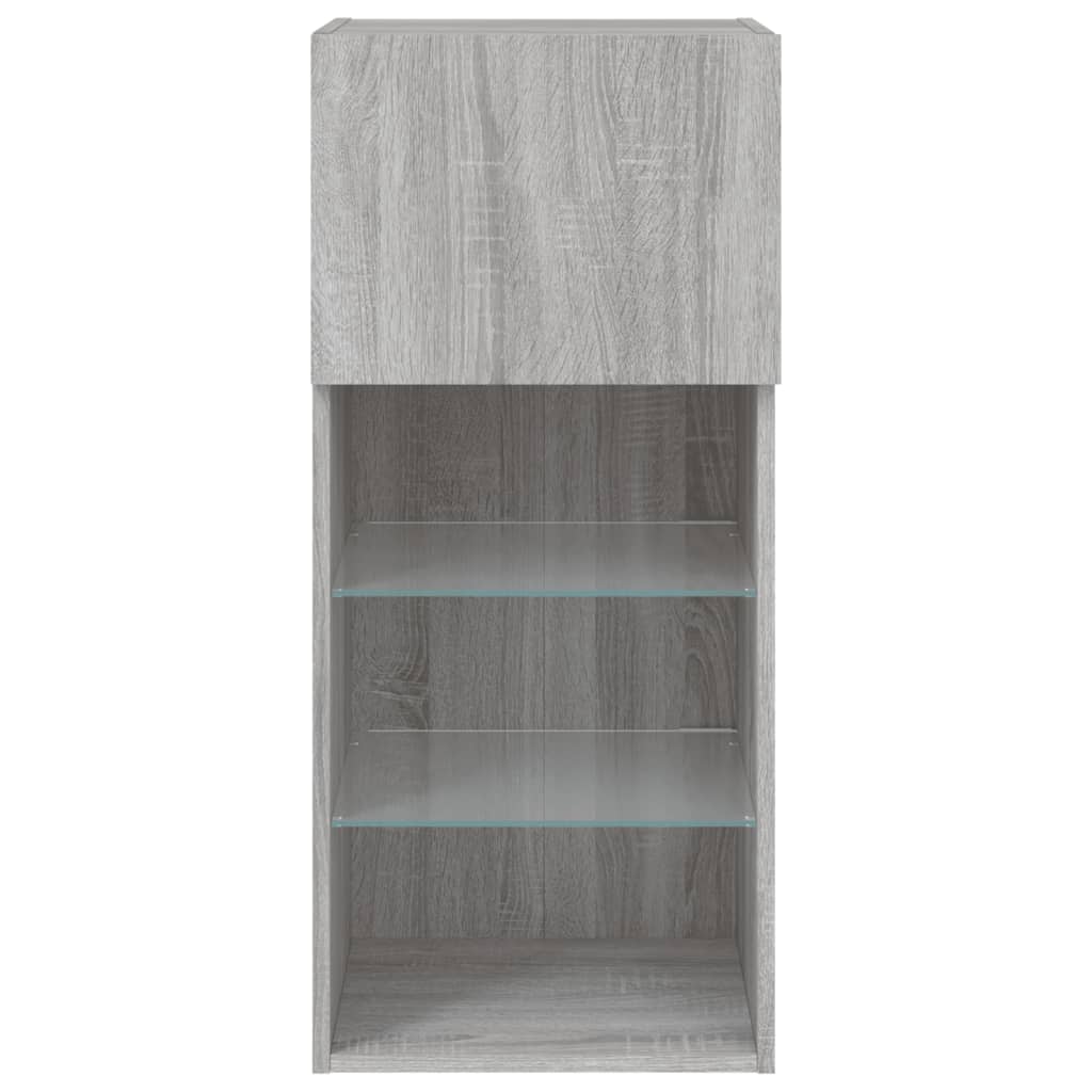 TV skapītis ar LED apgaismojumu, pelēks ozols, 40,5x30x90cm