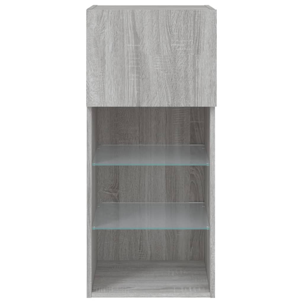 TV skapīši ar LED apgaismojumu, 2 gab., pelēka ozolkoka, 40,5x30x90cm