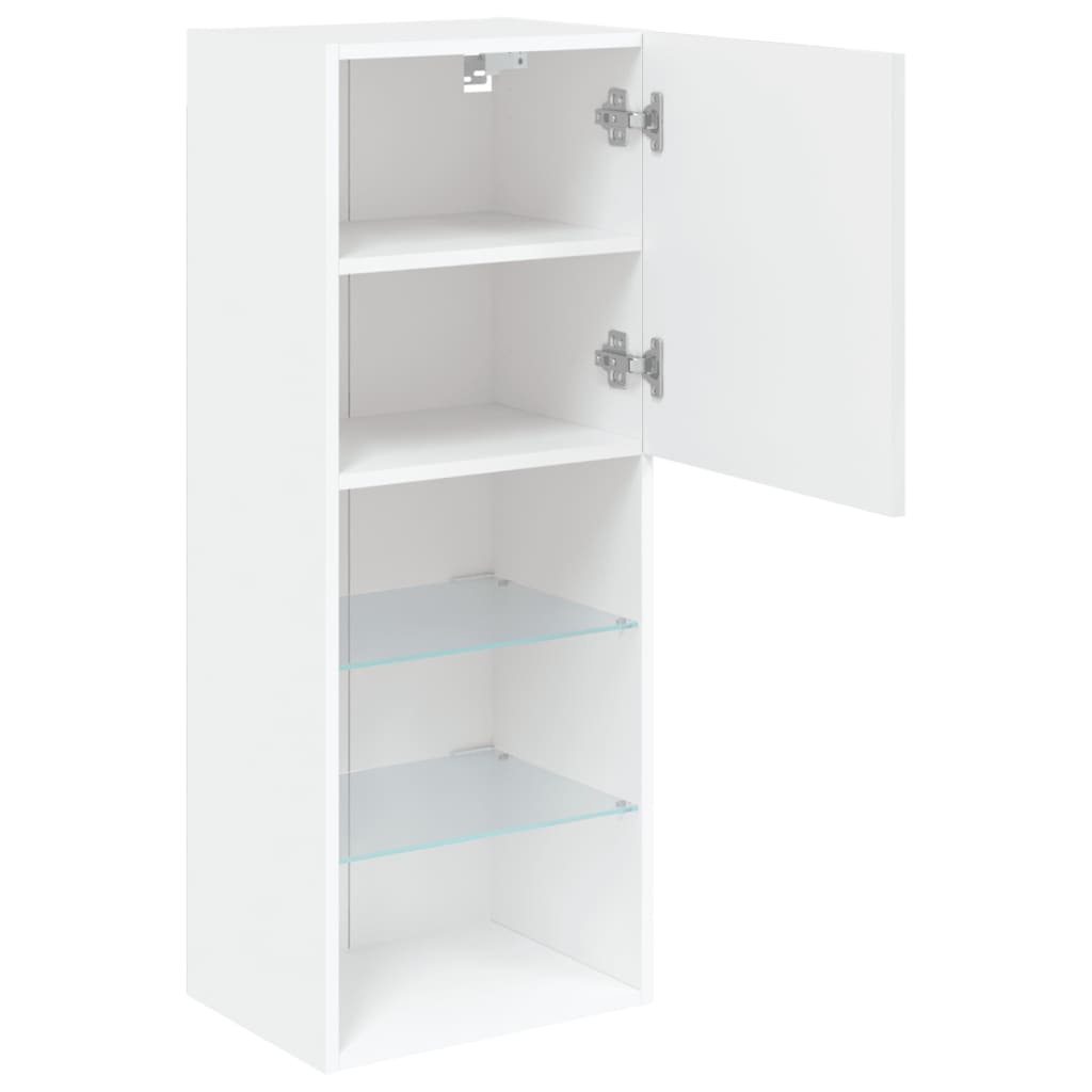 TV cabinet with LED lights, white, 40.5x30x102cm