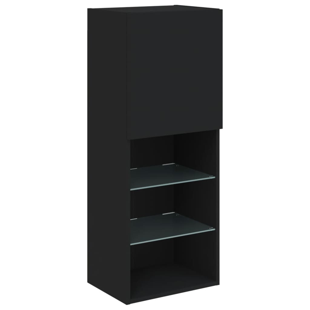 TV skapītis ar LED apgaismojumu, melns, 40,5x30x102 cm