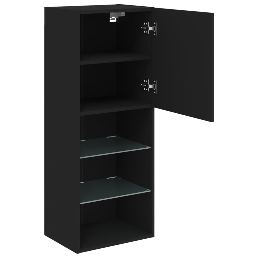 TV skapītis ar LED apgaismojumu, melns, 40,5x30x102 cm