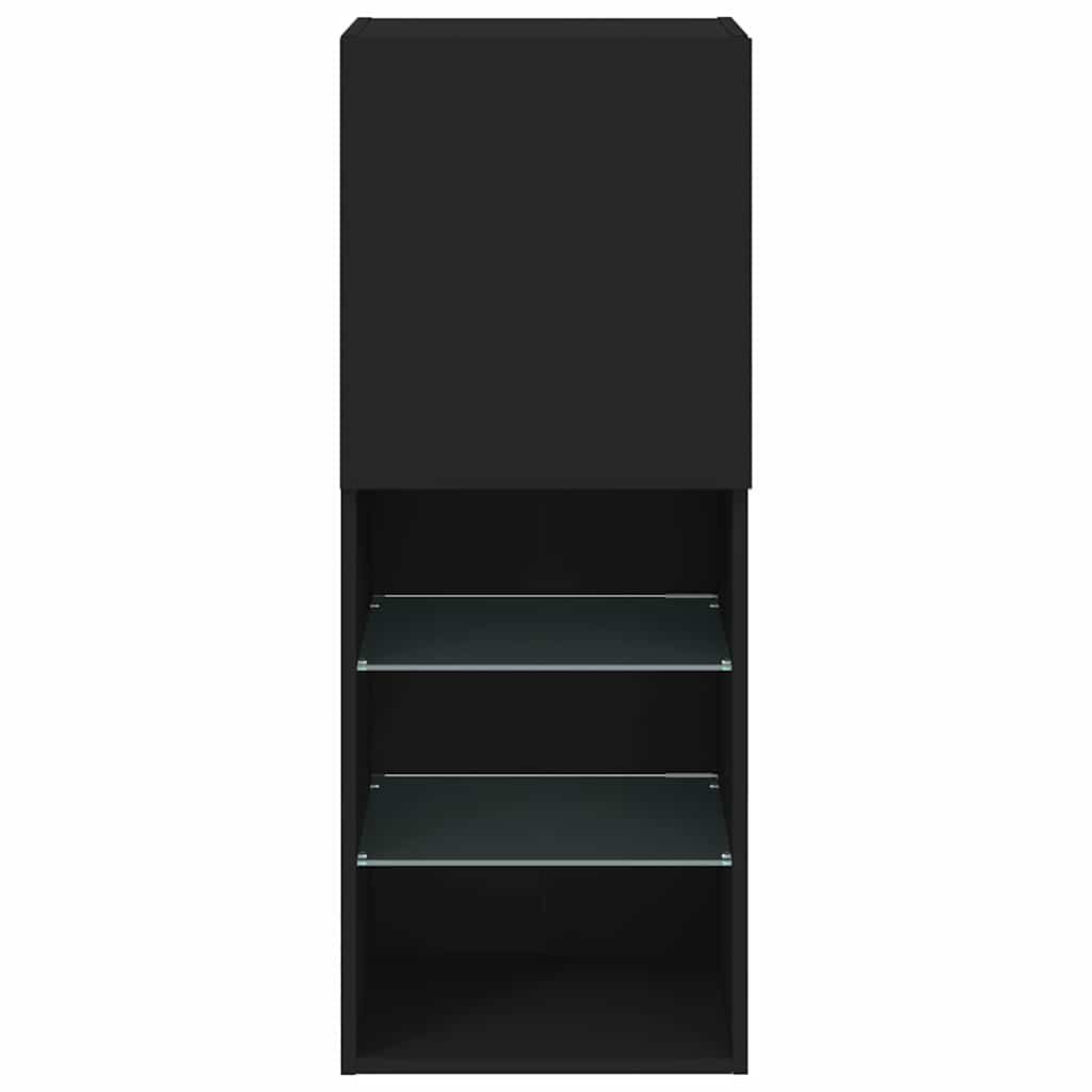 TV spintelė su LED lemputėmis, juodos spalvos, 40,5x30x102cm