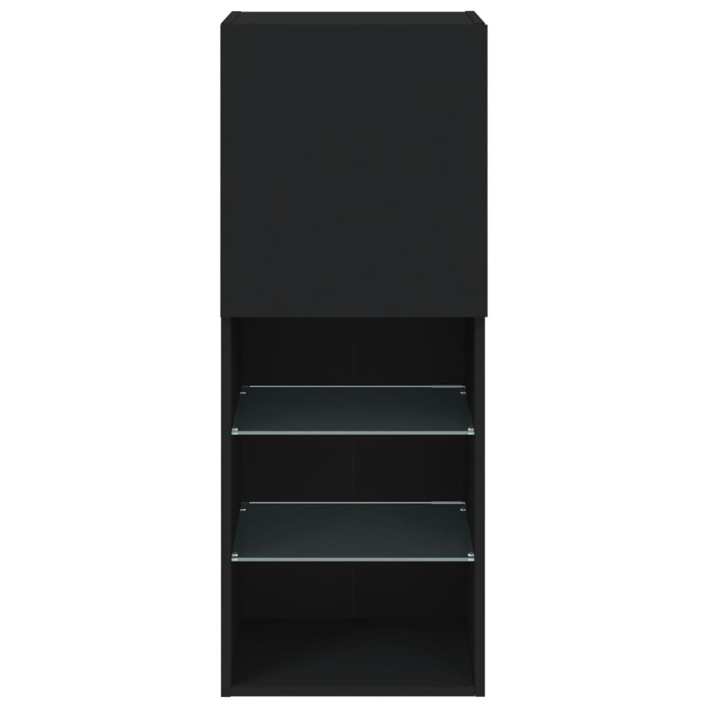 TV skapītis ar LED apgaismojumu, melns, 40,5x30x102 cm