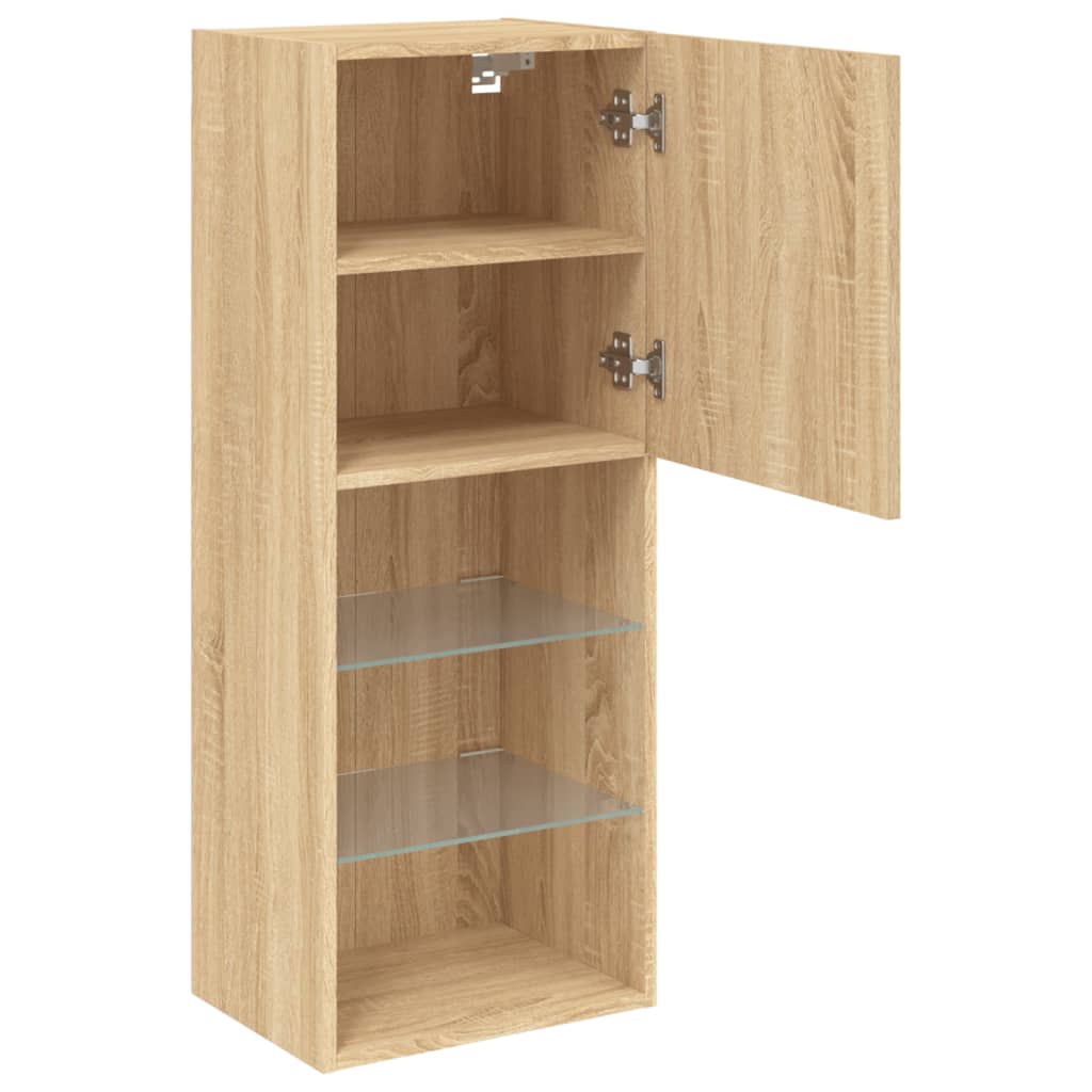 TV spintelė su LED lemputėmis, ąžuolo spalvos, 40,5x30x102cm